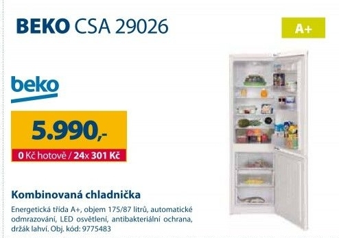 Kombinovaná chladnička BEKO CSA 29026