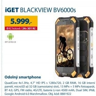 Mobilní telefon iGET BLACKVIEW BV6000s