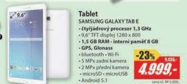 SM T560 Galaxy Tab E 9.6 Wifi Wh
