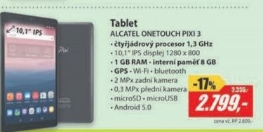 OT PIXI 3 10 IPS 8GB 1G GPS A5.0