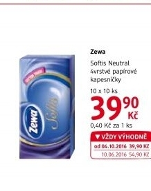 Kapesníčky papírové 4vrstvé Softis Zewa