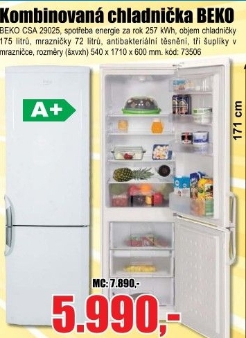 Kombinovaná chladnička Beko CSA 29025