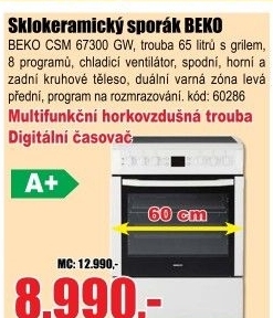 Sklokeramický sporák Beko CSM 67300 GW