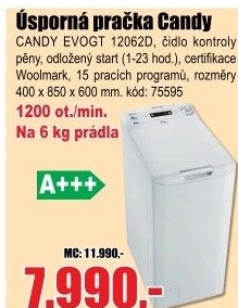Pračka Candy EVOGT 12062D3/1-S
