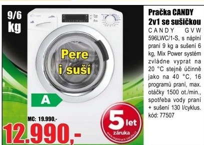 Pračka Candy GVW 596LWC