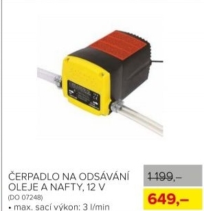 Čerpadlo na odsávání oleje a nafty, 12 V