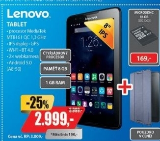 IdeaTab 2 A8-50 8 8GB 1GB+Pouzdro LENOVO