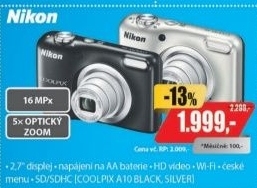 COOLPIX A10 BLACK DIG.FOTOAPARÁT NIKON