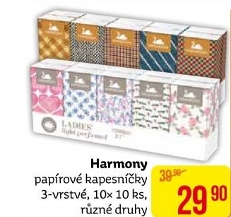 Papírové kapesníčky 3vrstvé Harmony