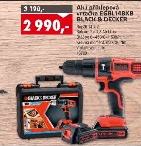 Aku příklepová vrtačka Black&amp