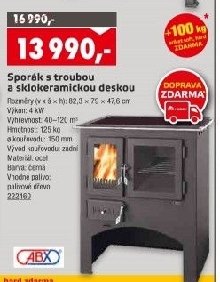 Sporák s troubou a sklokeramickou deskou ABX
