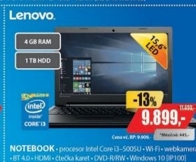 IP100 15,6 i3-5005U 4GB 1TB W10LENOVO