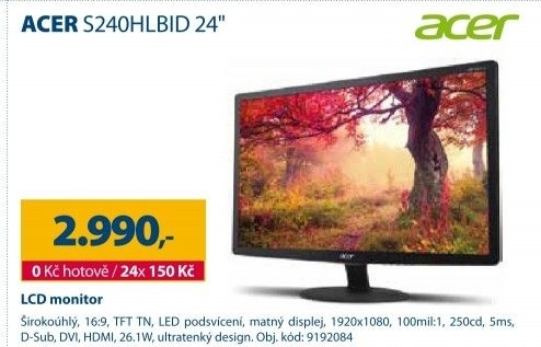 LCD monitor Acer S240HLBID