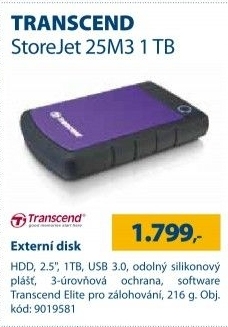 Externí HDD Transcend Storejet 25M3 1 TB