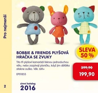 Bobbie & Friends plyšová hračka se zvuky