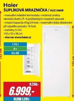HUZ 546W ŠUPLÍKOVÁ MRAZNIČKA A+