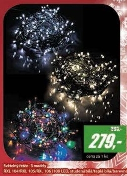 RXL 104 řetěz 100LED 10+5m CW