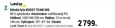 DĚTSKÉ SJEZDOVÉ LYŽE BOOST TEAM 300 ČERVENÉ