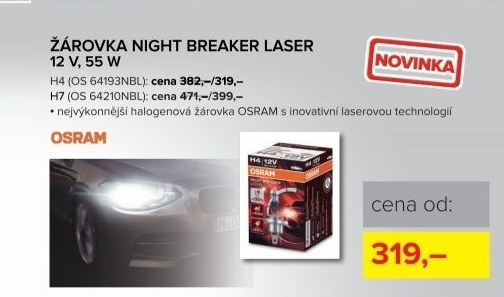 Žárovka OSRAM H7 12V 55W PX26d NIGHT B.LASER