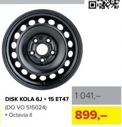 Disk kola 6Jx15 ET47 - plechový Octavia II