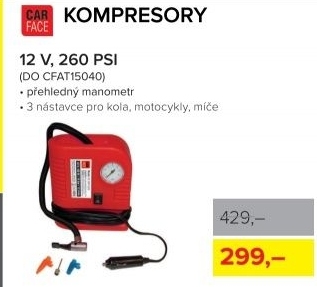 Kompresor CarFace 12 V, 260 PSI