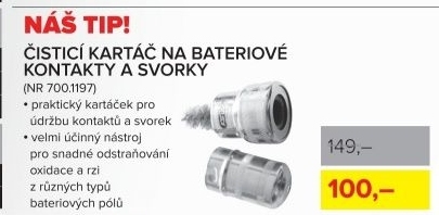 Čistící kartáč na bateriové kontakty a svorky