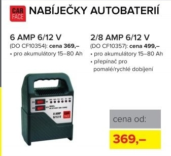 Nabíječka autobaterií CarFace, 6 Amp 6/12V