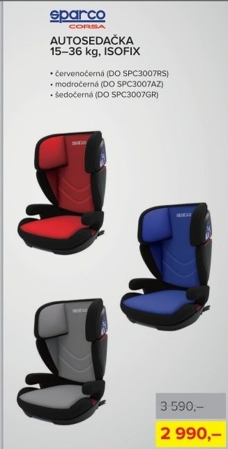 Autosedačka SPARCO 15-36kg, ISOFIX