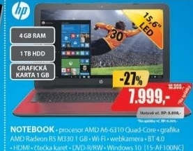 15-af100nc 15,6 A6 4GB 1TB 1GB W10HP