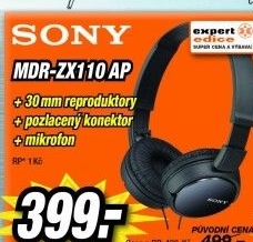 SONY sluchátka MDR-ZX110 AP černá