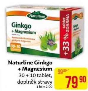 Doplněk stravy Ginkgo + magnesium Naturline