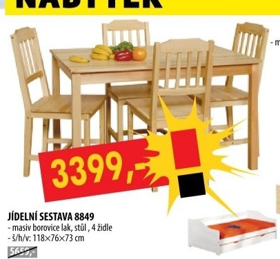 Stůl + 4 židle 8849 lak