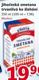 Smetana ke šlehání trvanlivá Jihočeská Madeta 31%