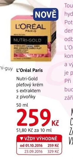 Krém pleťový výživný Nutri Gold L'oreal