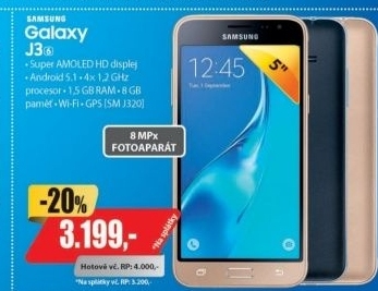SM J320 Galaxy J3 2016 DS Black SAMSUNG