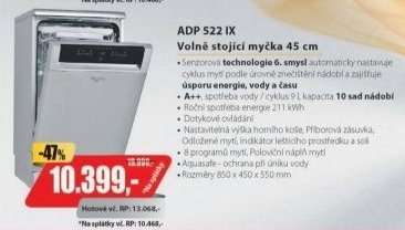 ADP 522IX MYČKA NÁDOBÍWHIRLPOOL