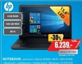 HP250 G5 15,6 N3060 4GB 500GB W10HP