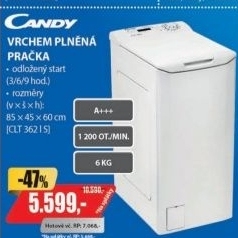 CLT 362L S PRAČKA VRCHEM PLNĚNÁCANDY / A+++