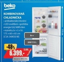 CSA 340K30W CHLADNIČKA KOMBI.BEKO