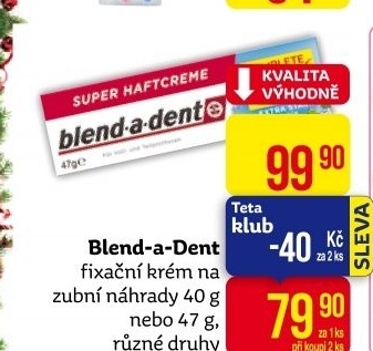Fixační krém na zubní protézu Blend-a-dent