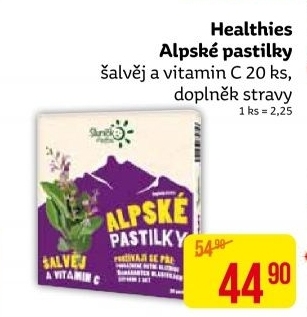 Doplněk stravy Pastilky alpské šalvěj a vitamin C Healthies