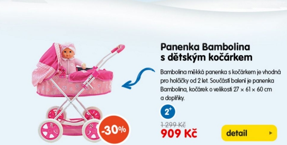 Panenka Bambolina s dětským kočárkem