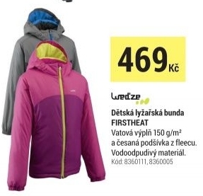 DÍVČÍ LYŽAŘSKÁ BUNDA FIRSTHEAT RŮŽOVÁ