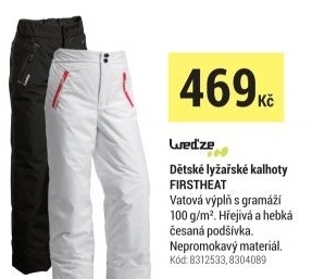 DĚTSKÉ LYŽAŘSKÉ KALHOTY FIRSTHEAT TMAVĚ ŠEDÉ
