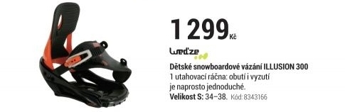 DĚTSKÉ SNOWBOARDOVÉ VÁZÁNÍ ILLUSION 300 ČERNO-ČERVENÉ