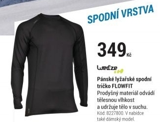 PÁNSKÉ LYŽAŘSKÉ SPODNÍ TRIČKO FLOWFIT S DLOUHÝM RUKÁVEM ČERNÉ