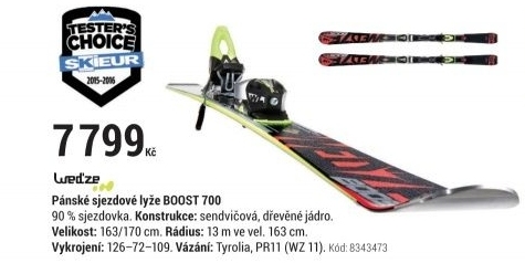 SJEZDOVÉ LYŽE BOOST 700 ČERVENÉ