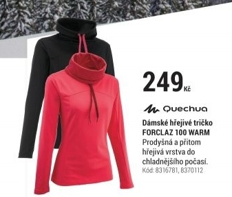 DÁMSKÉ TRIČKO FORCLAZ 100 WARM S DLOUHÝM RUKÁVEM RŮŽOVÉ