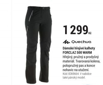 DÁMSKÉ HŘEJIVÉ KALHOTY FORCLAZ 500 WARM ČERNÉ