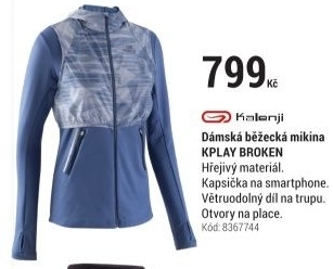 DÁMSKÁ BĚŽECKÁ MIKINA KPLAY BROKEN NÁMOŘNICKÁ MODRÁ